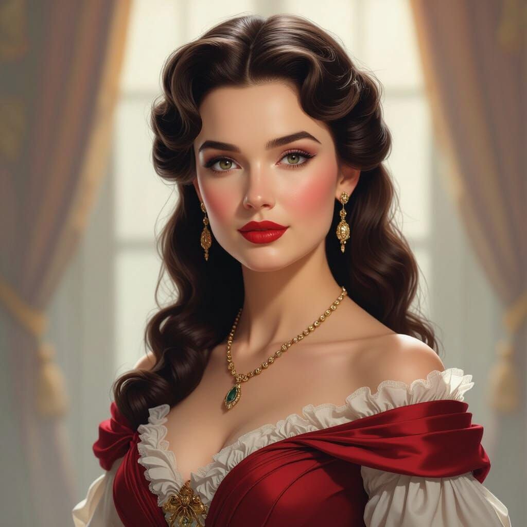 Scarlett O'Hara Portrait in Realistic Painterly Style