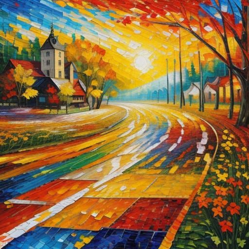 Rustic Mosaic Patchwork in Expressionist Impasto Style