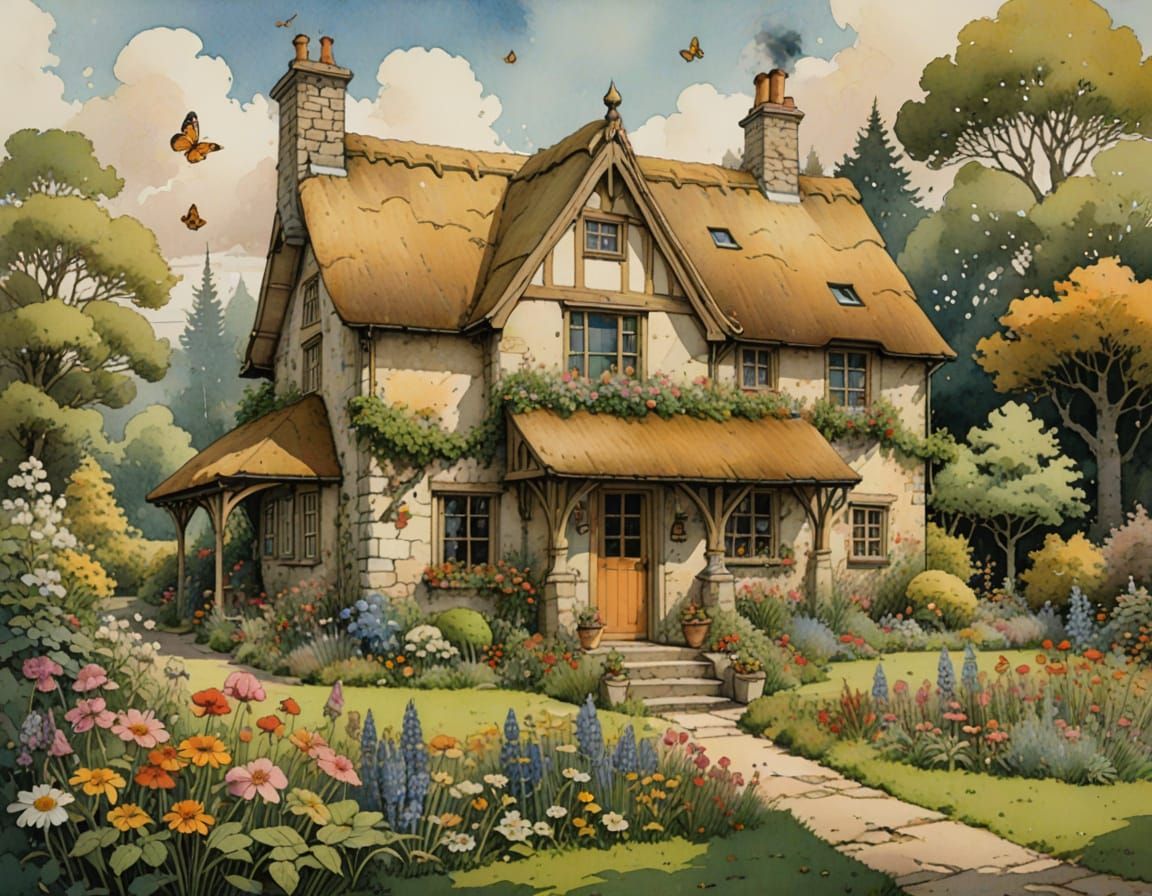 Charming English Cottage in Lush Garden