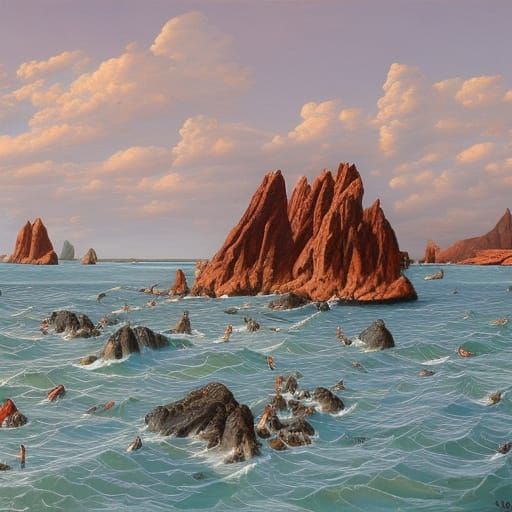 Hyperdetailed Beach Scene in Gelato Colors