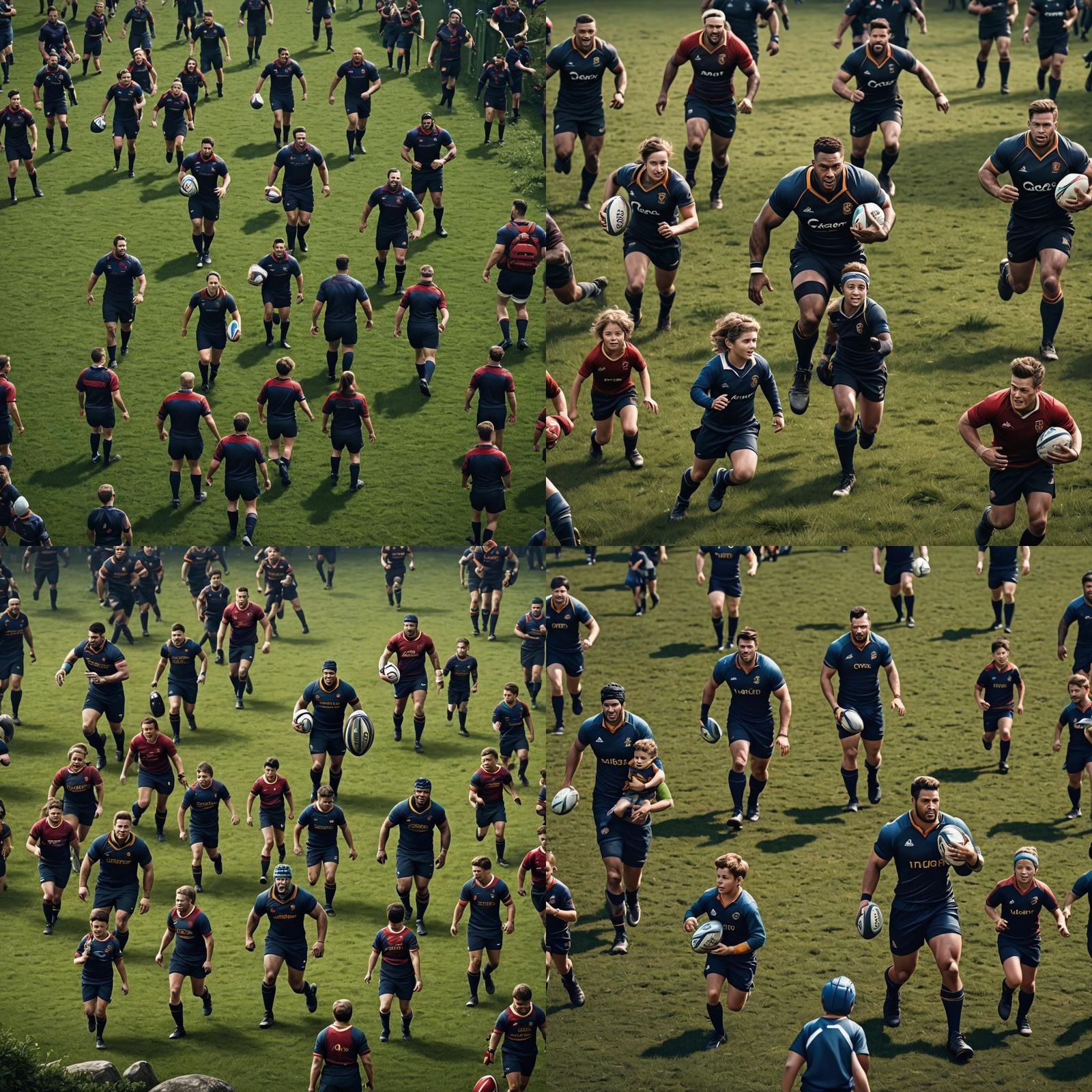 Family on Way to Rugby Training: Fantasy Art