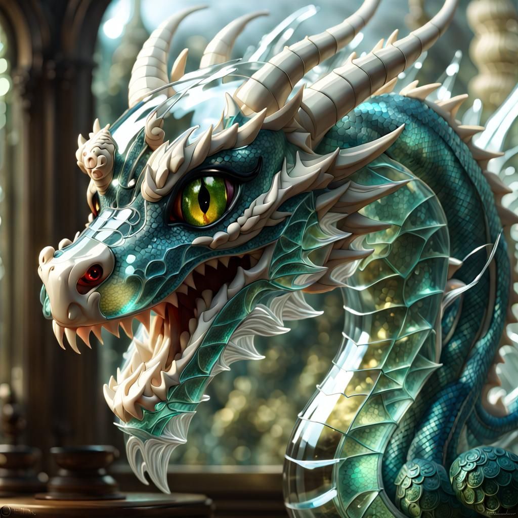 Glass Dragon Portrait in Anime Style