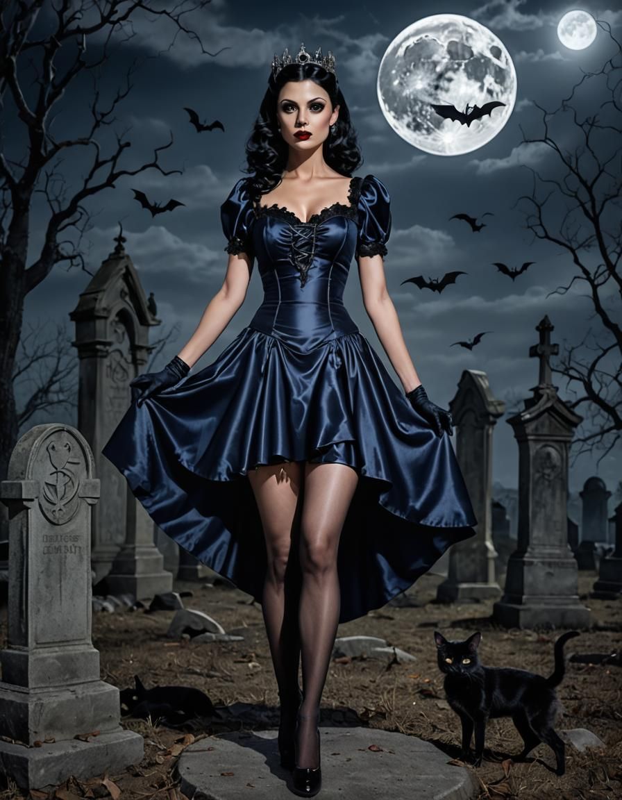Gothic Vampire Princess in Graveyard, Pin-Up Style
