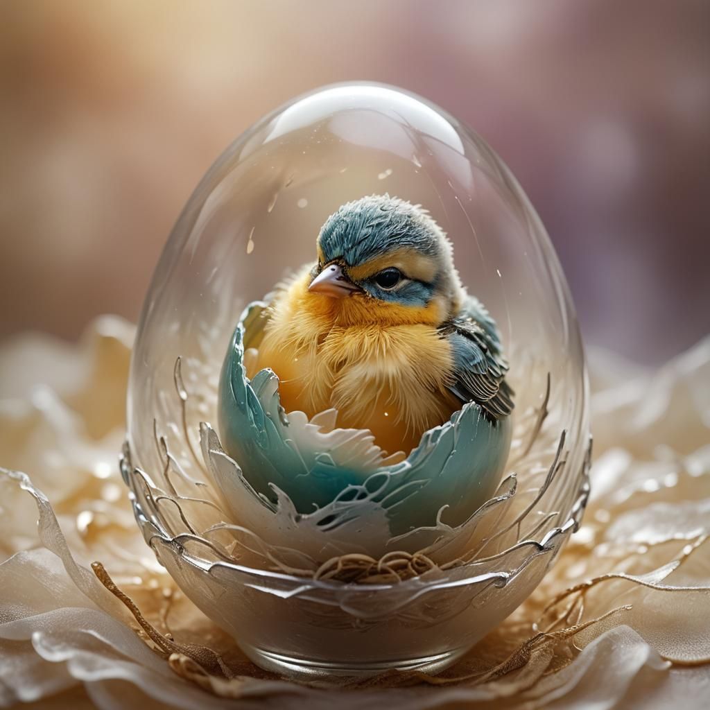 Baby Bird in Glass Egg: Magical Realism