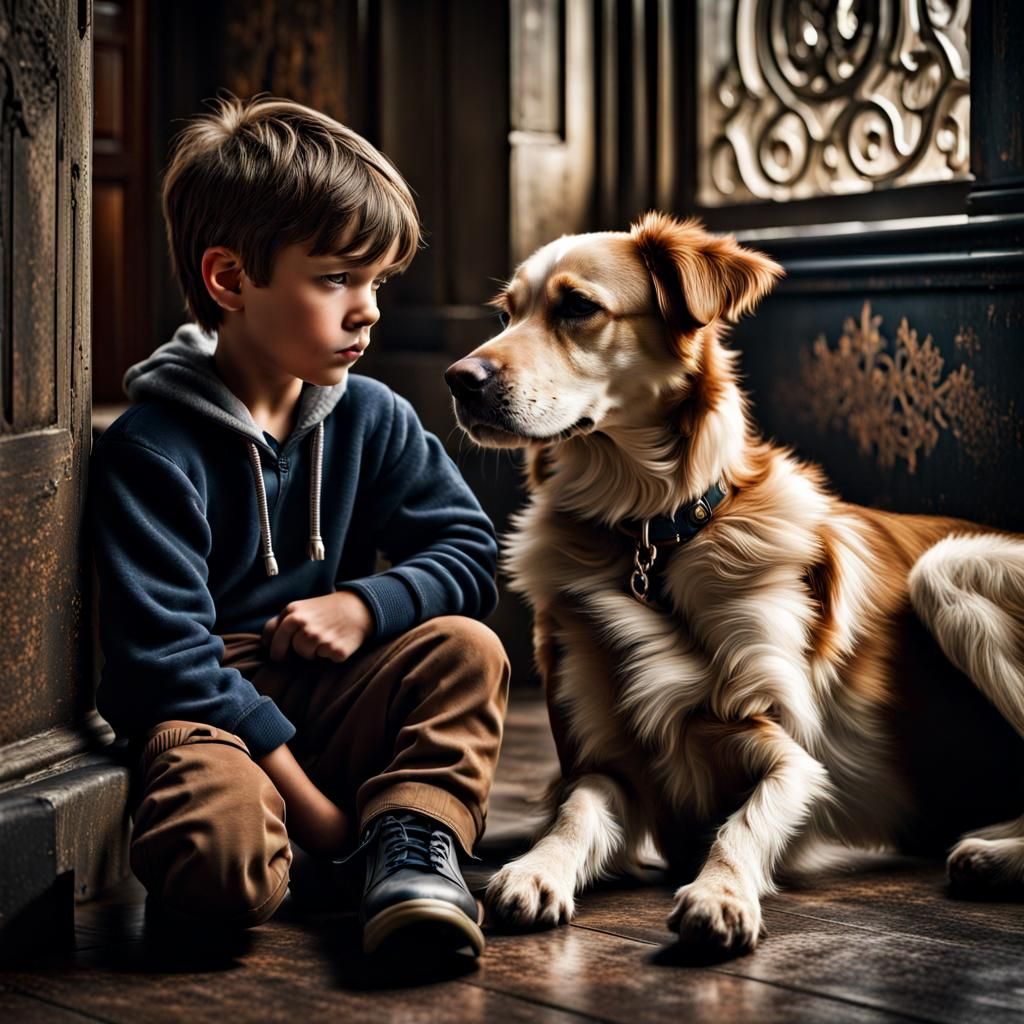 dog and boy