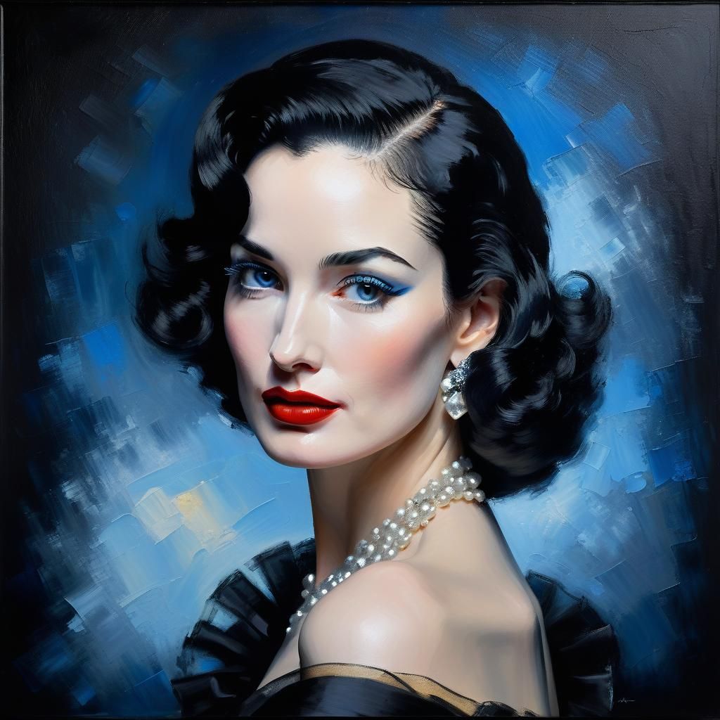 Impressionistic Portrait of a Beautiful Woman as Oil Paintin...