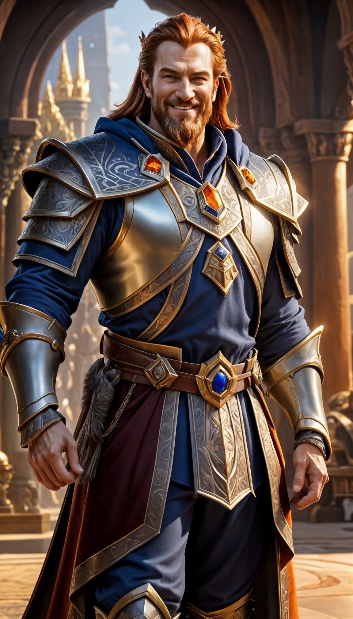 King in Warcraft Style Fantasy Throne Room