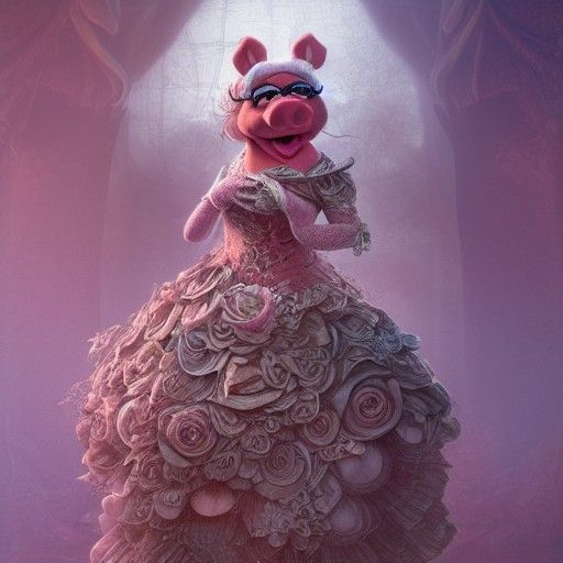 Miss Piggy in Biomechanical Rococo Dress