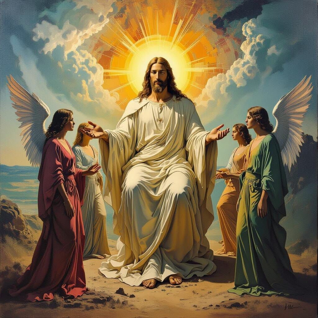 Angelic Deity in Surrealist Oil Painting Style