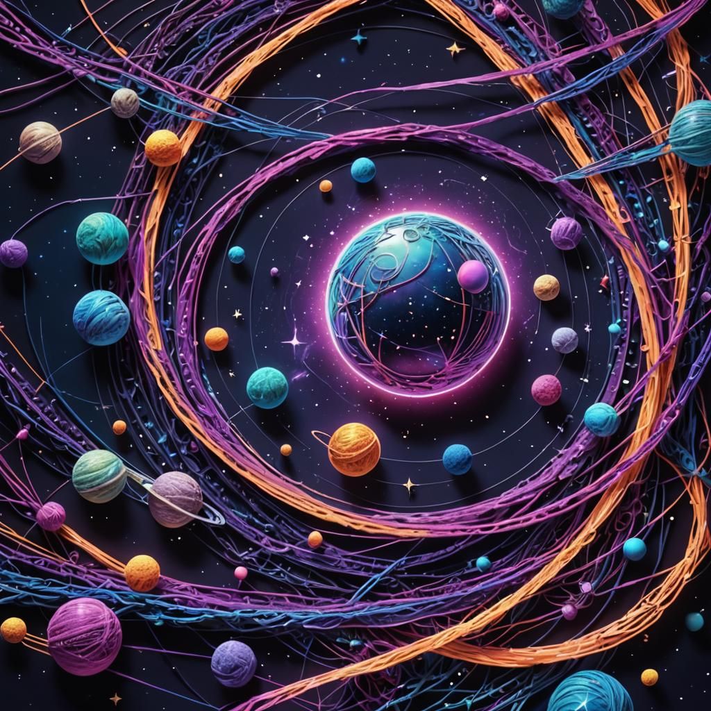 Cosmic String Art Inspired by Kandinsky and Escher