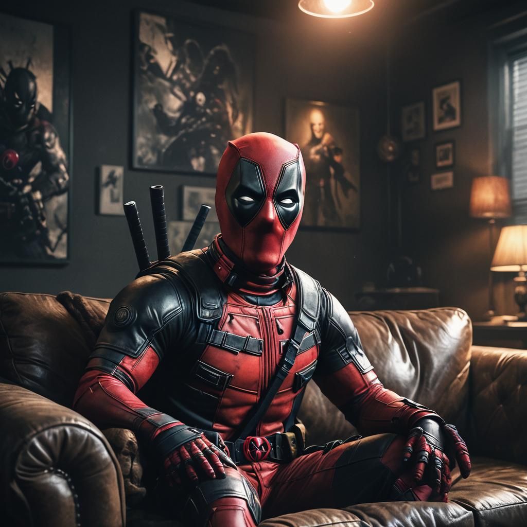 Dogpool in Smoky Room: Digital Comic Book Art