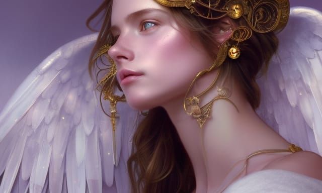 Ethereal Angelic Figure with Gold Accessories