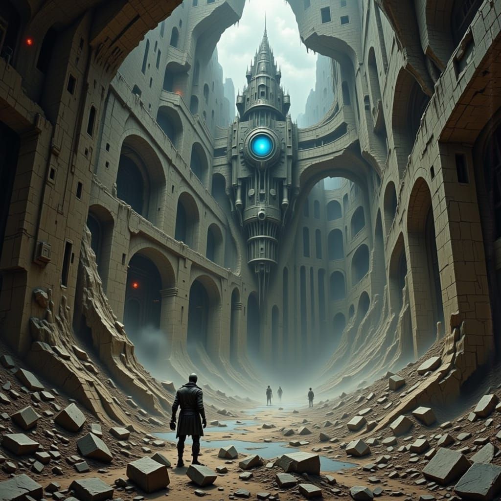 Sci-fi Bots Scavenge Ruined City for Vault Treasure