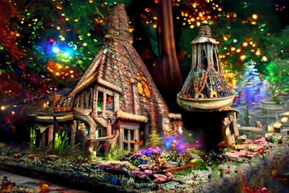 Magic Tavern in Enchanted Forest, Psychedelic Surrealism