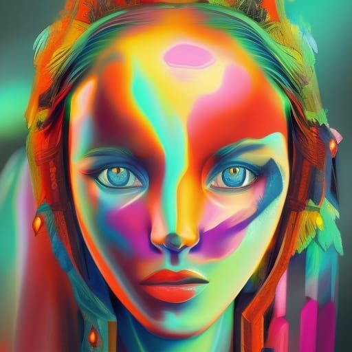 Hyperrealistic Woman with Colorful Splash Art Background
