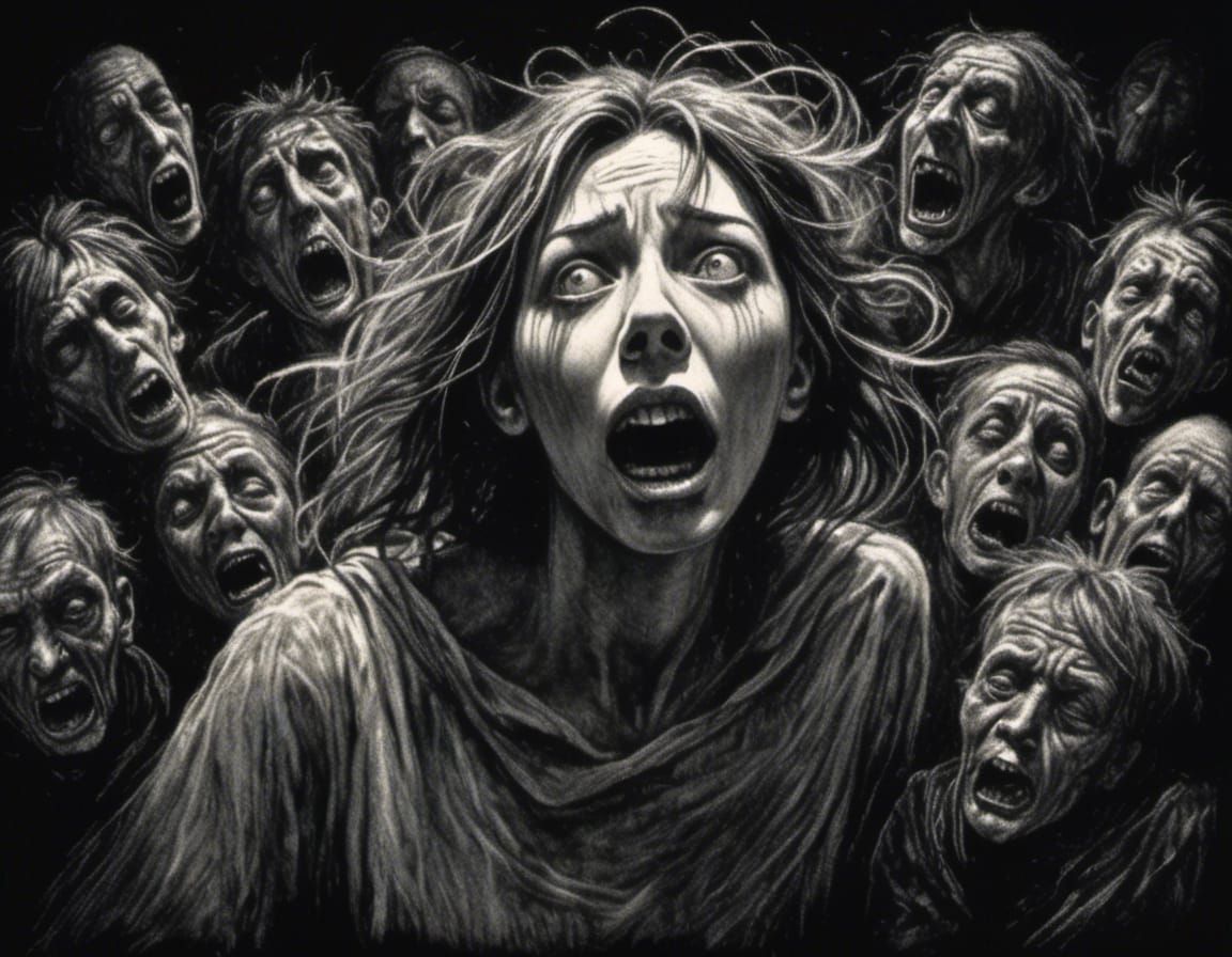 Woman's Chalk Sketch Captures Fear of People