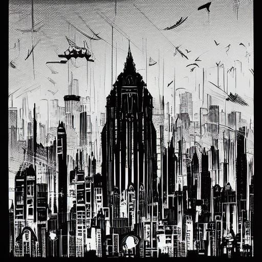 Microscopic Mushroom Worlds in Noir Ink Wash Style