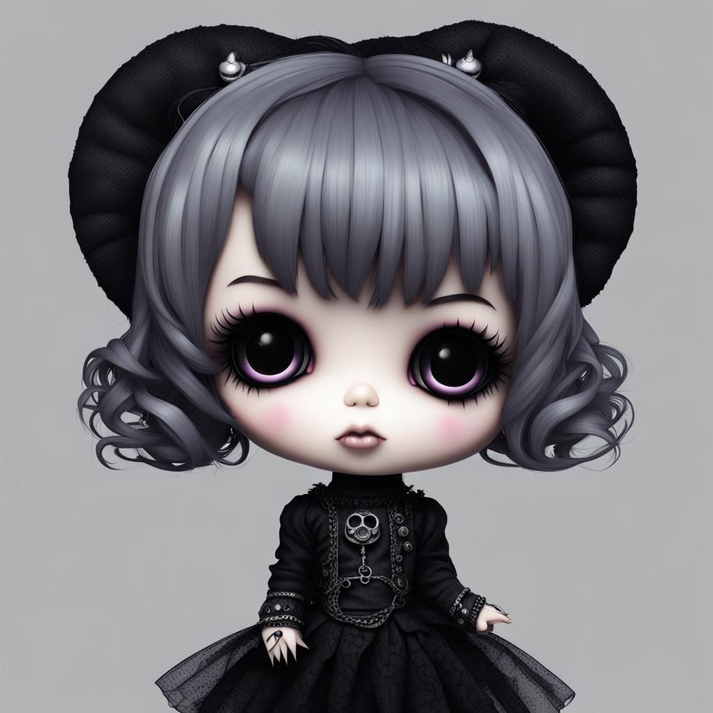Chibi Goth Doll Digital Art