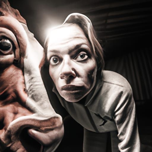 Retro Alien Cow Abduction Portrait