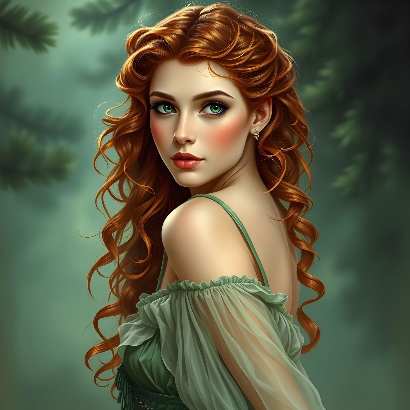Norse Goddess Portrait with Auburn Hair