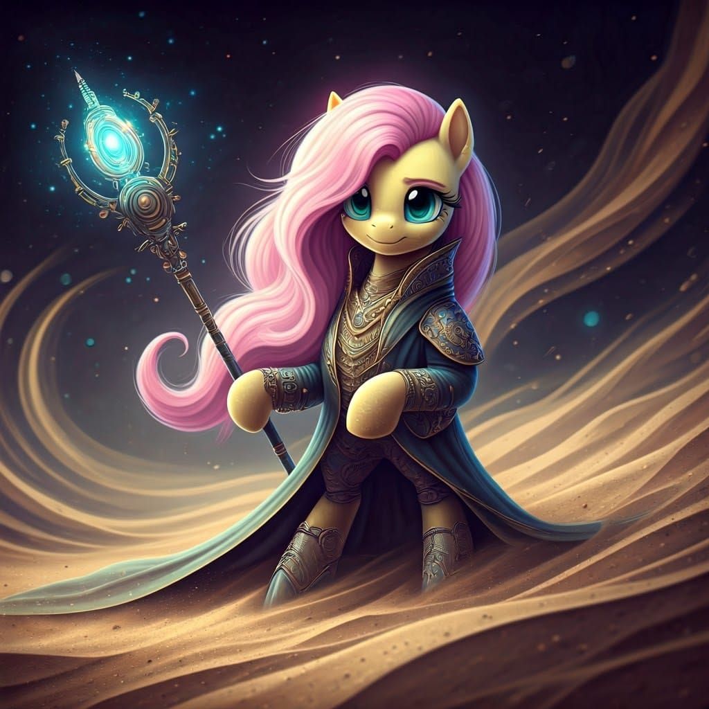 Cyberpunk Sand Mage with Fluttershy's Pony Form