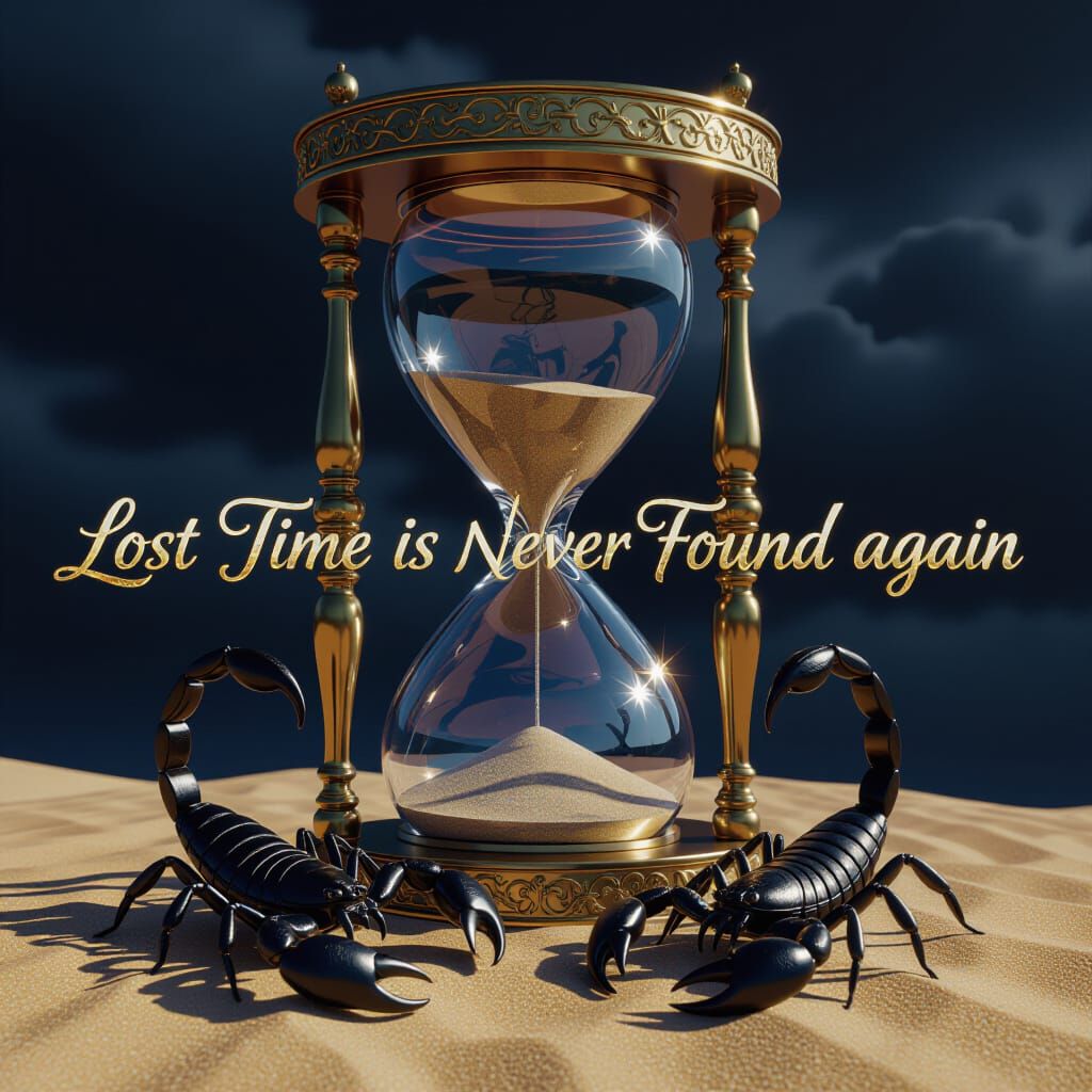 Hourglass with Scorpions in Dark Fantasy Style