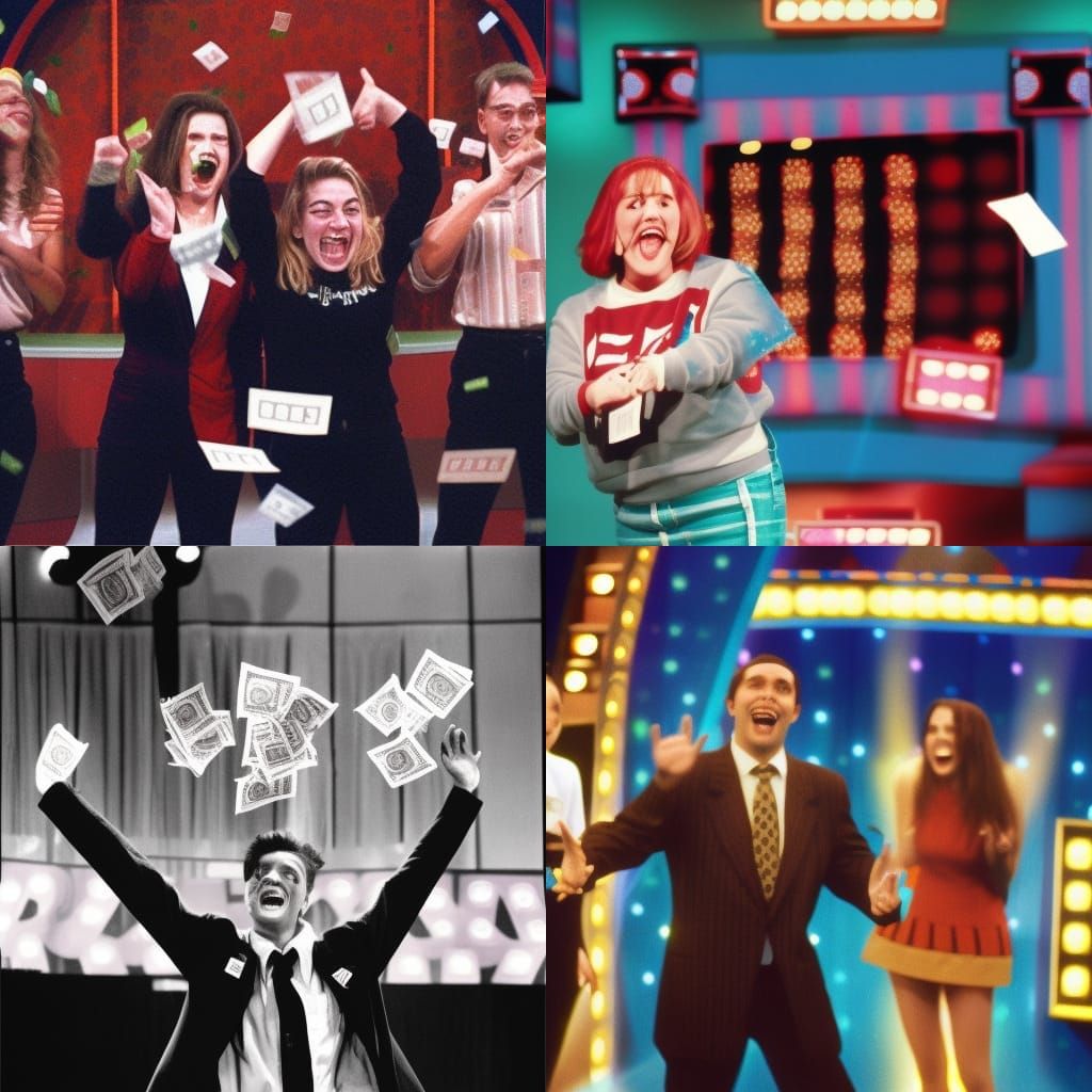 Demonic 90s Game Show Win in VHS Style