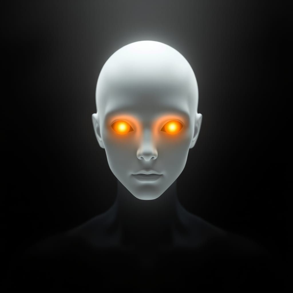 Ethereal Faceless Humanoid in Radiant White Essence