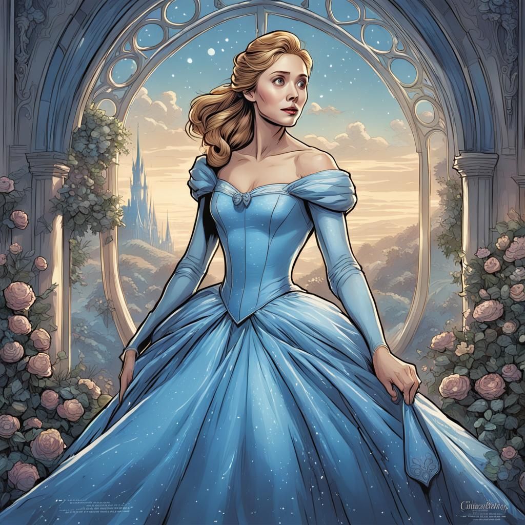 Elizabeth Olsen as Disney Cinderella in Comic Book Art