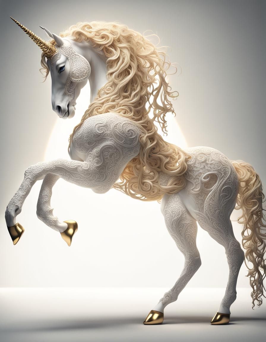 Lace Unicorn 3D Render in Giger Style