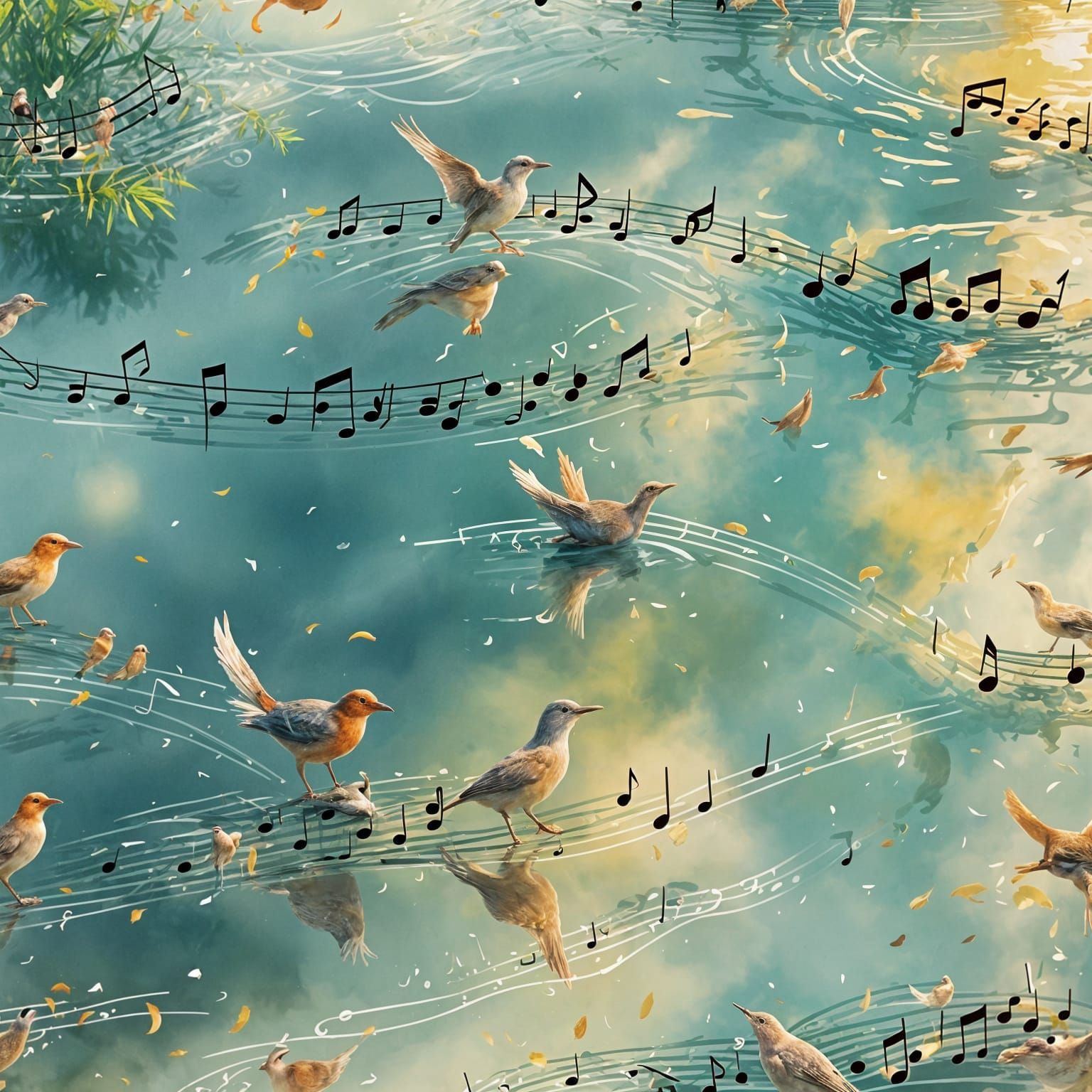 Birds on Musical Notes Stepping Stones