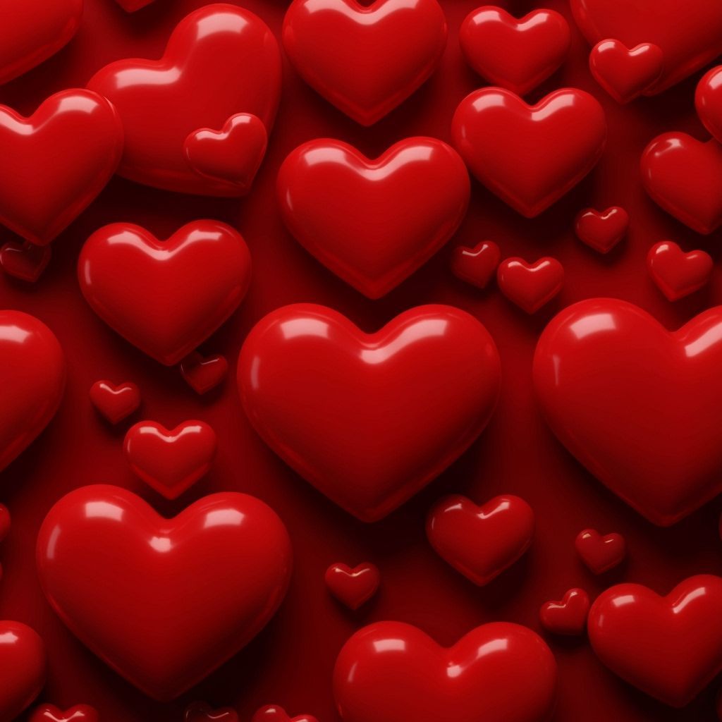 Luminous Red Hearts in Romantic Digital Art