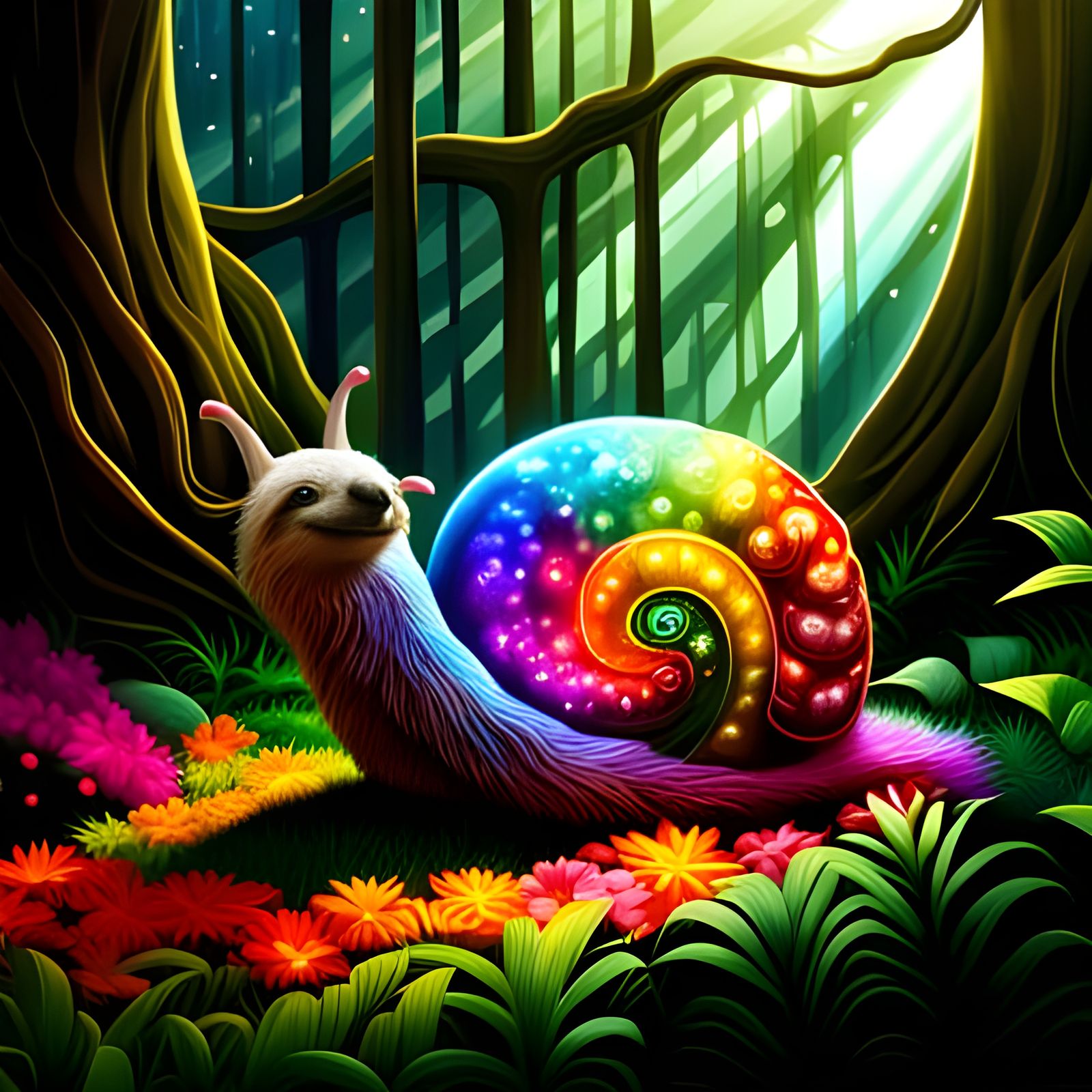 Starry Snail and Sloth Fantasy Photo