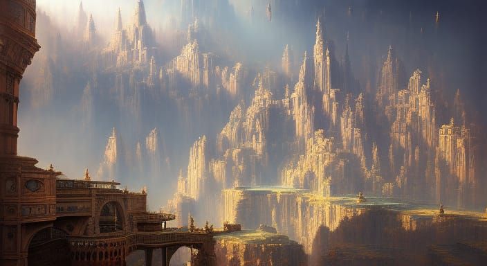 Steampunk Fractal Dreamscape in Vivid Colors