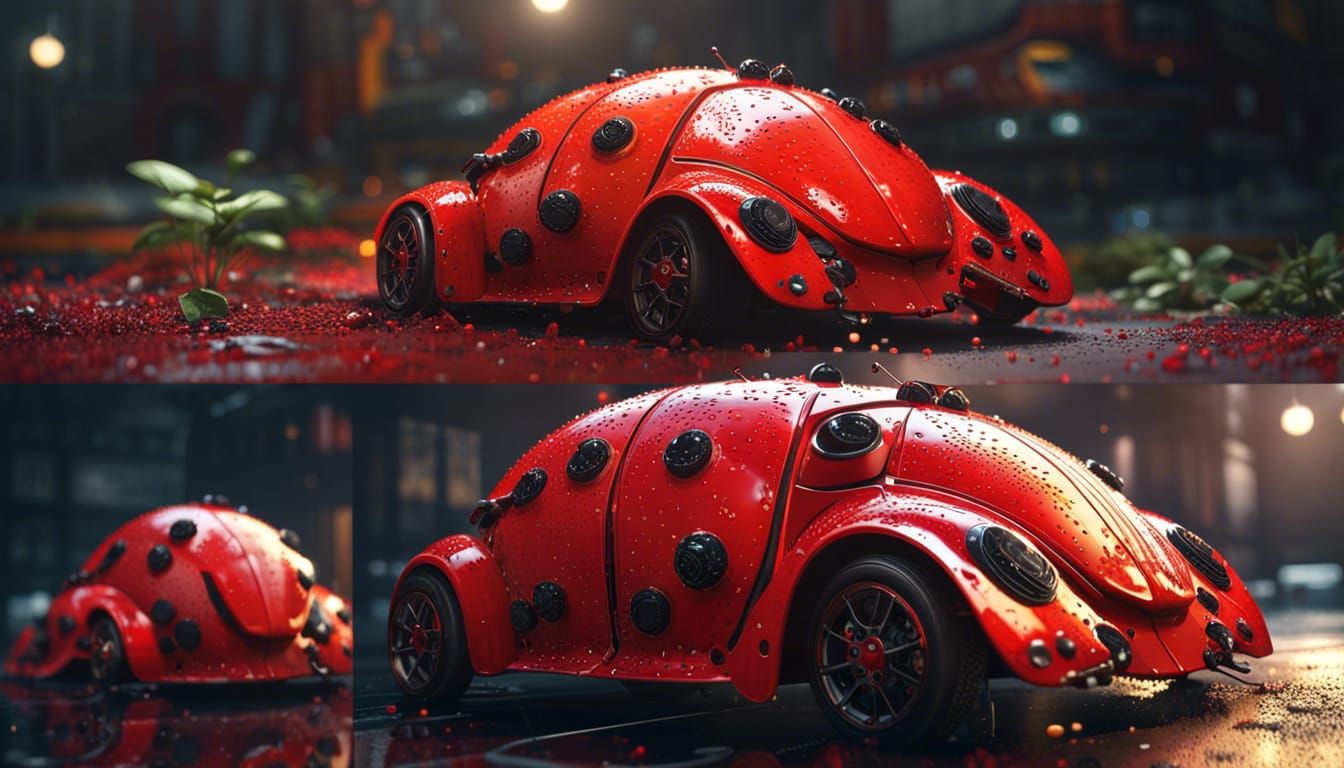 Futuristic Ladybug Car Concept Art in 8K