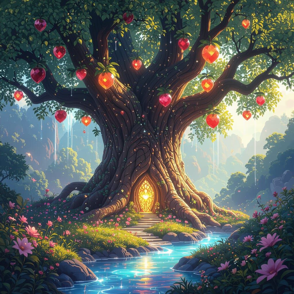 Colossal Gem Tree in Hidden Grove, Hyperrealism Style