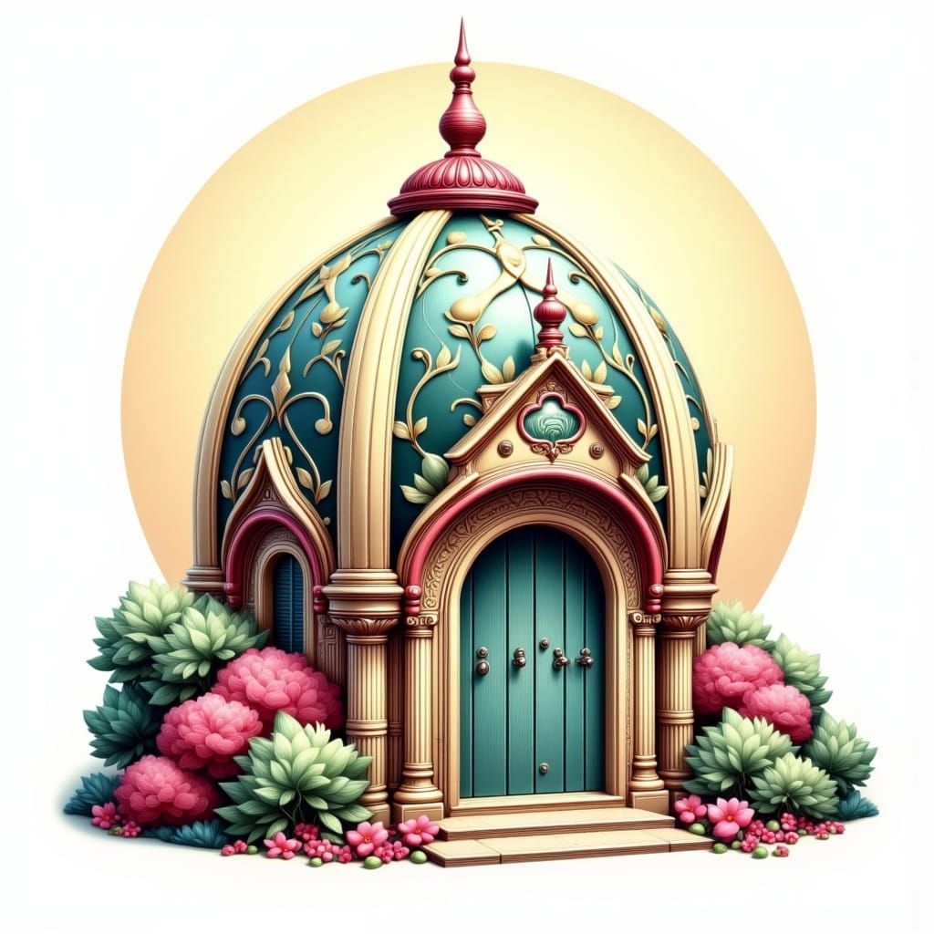 <lora:Golden Oldies:1.0> Isolated Dome, Clean Oil Ink Airbrush illustration, Bohemian Style, Cartoonise Style, strong us...