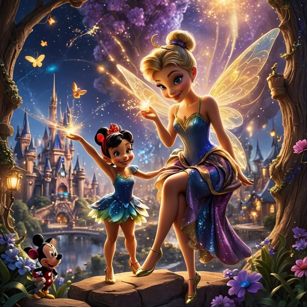 Tinkerbell Photobombs Mickey and Minnie: Fantasy Art