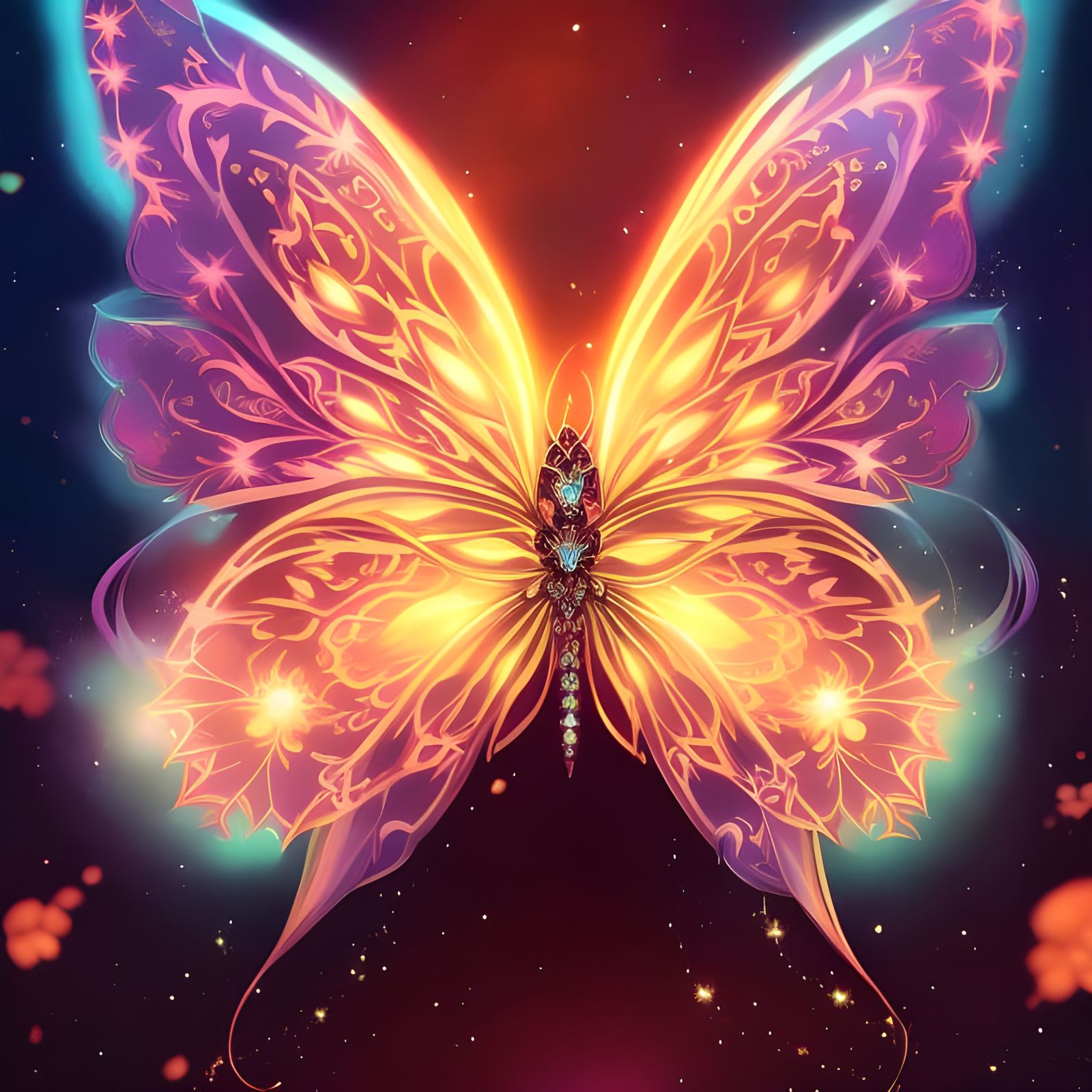 Celestial Filigree Butterfly: Hyperrealistic Digital Paintin...
