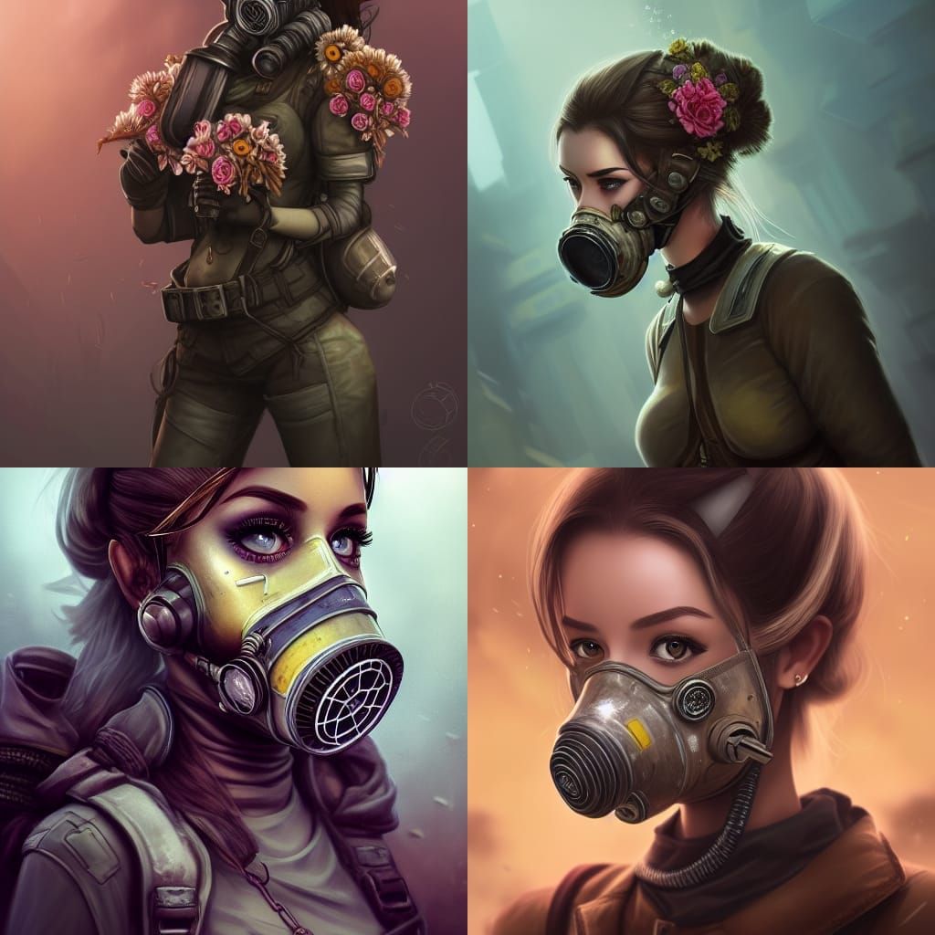 Gas Mask Beauty in Post-Apocalyptic World