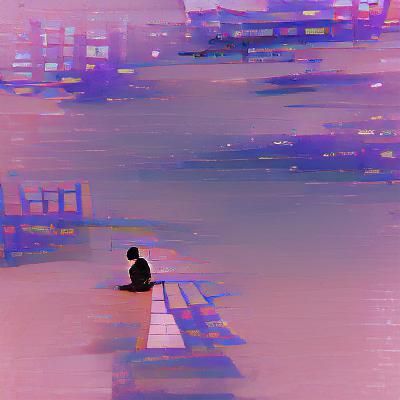 Solitary Figure in Desolate Landscape