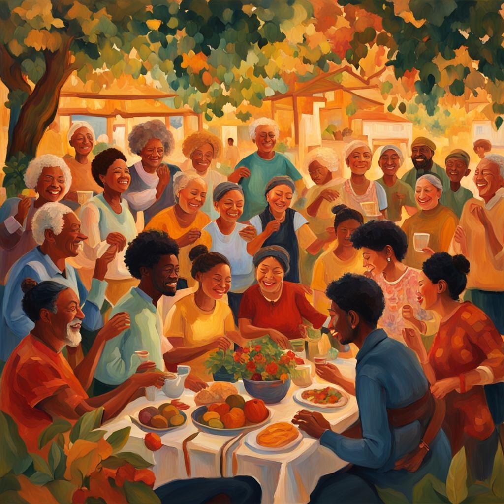 Joyful Community: An Expressionist Painting of Humanity