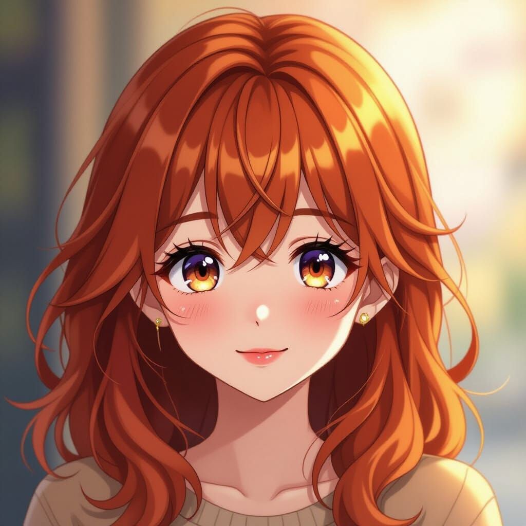 Anime Girl with Cinnamon Hair and Warm Eyes