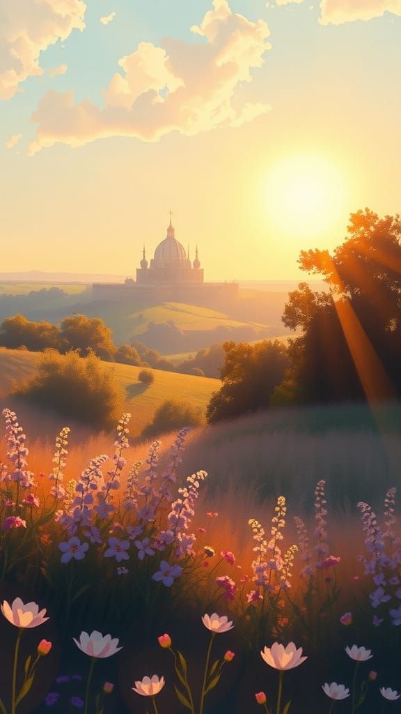 Soothing Impressionist Landscape with Gentle Sunlight