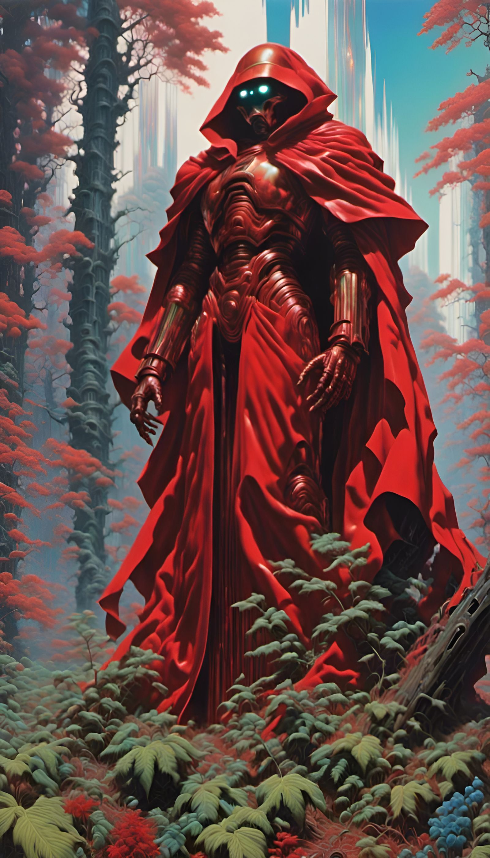 Red Cloaked Figure in Forest of Doom