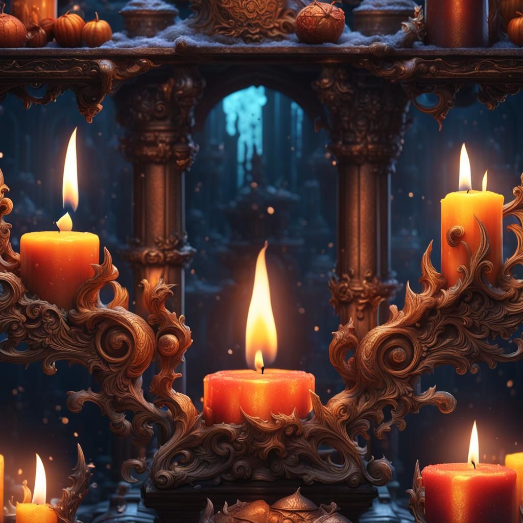 Fantastical Candle in Detailed Matte Painting Style