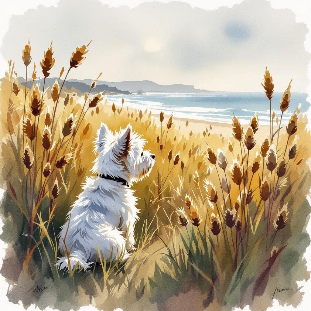 Westie Among SeaOats
