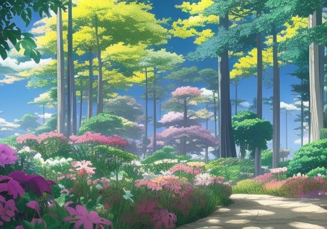 Stained Glass Anime Forest by Studio Ghibli