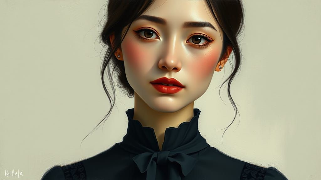 Woman with Enigmatic Smile and Tears, Ethereal Art