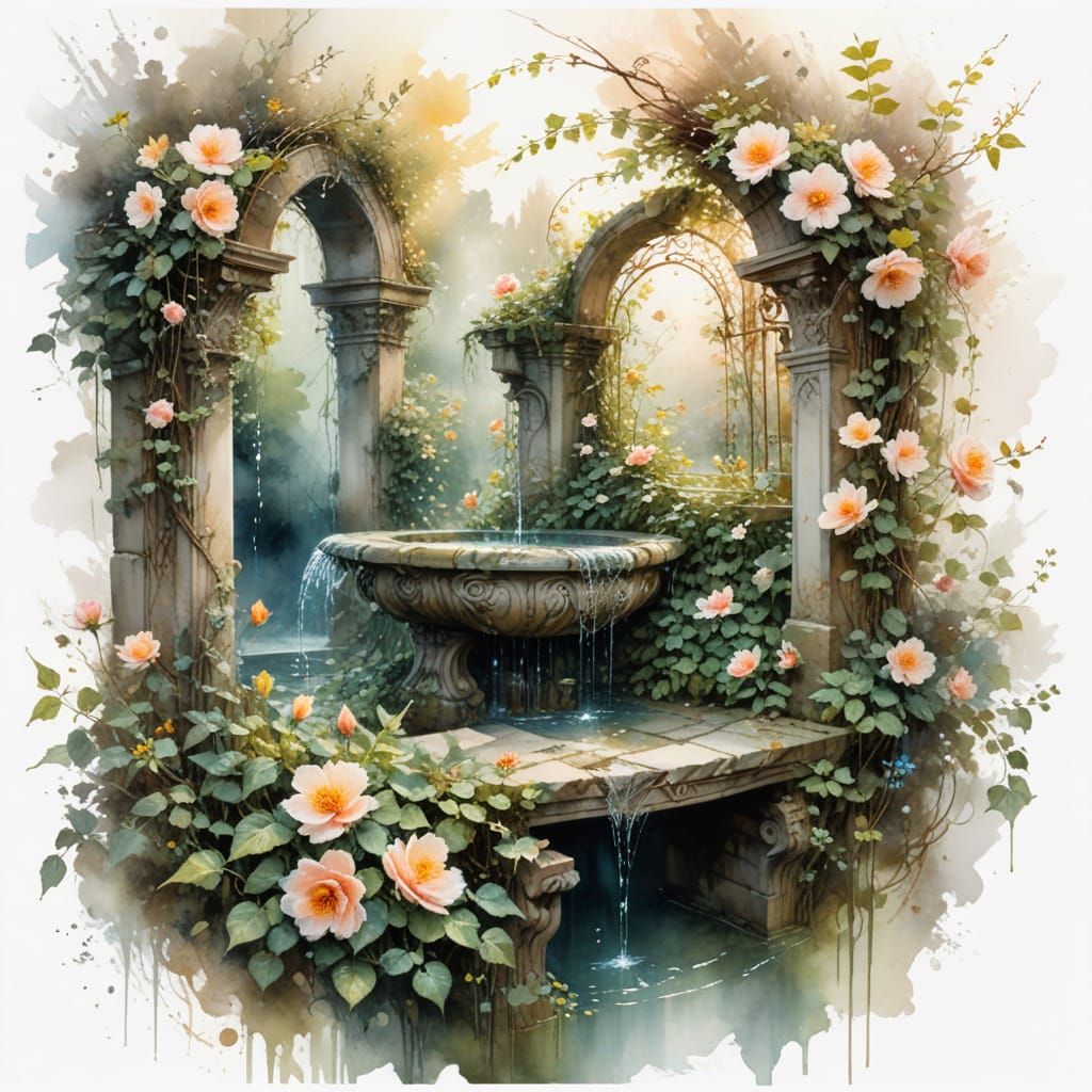 Surreal Hidden Garden Blooms with Vibrant Petals and Forgott...